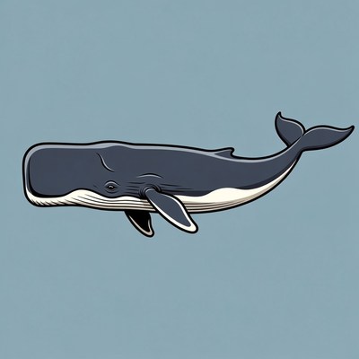 Cartoon Humpback Whale Swimming