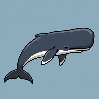 Cartoon Humpback Whale Swimming