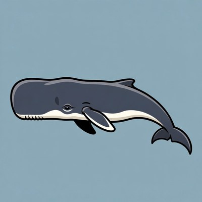 Cartoon Minke Whale Illustration