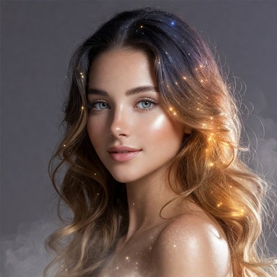 Beautiful woman with sparkling hair