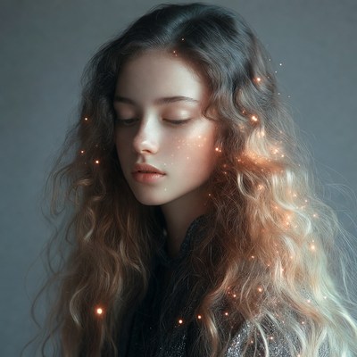 Girl with sparkling wavy hair