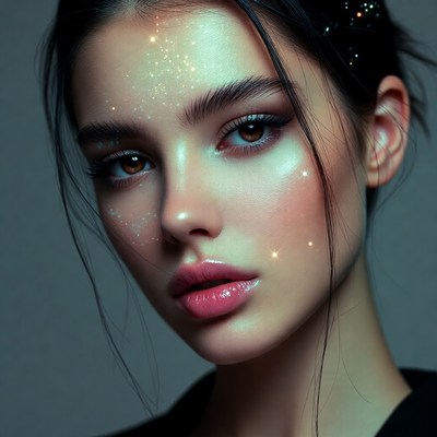 Beautiful woman with glitter makeup