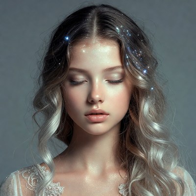 Woman with starry glitter hair