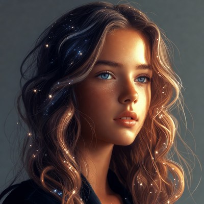 Beautiful girl with starry hair