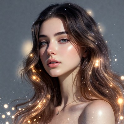 Beautiful woman with sparkling hair