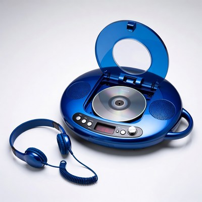Blue Portable CD Player with Headphones