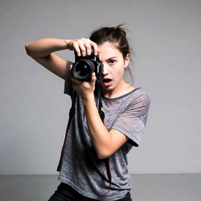Woman taking photo with camera