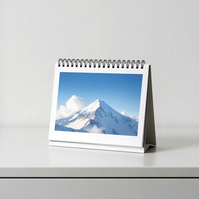 Snowy Mountain Photo on Easel Calendar