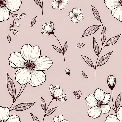 White Floral Pattern on Pink Background