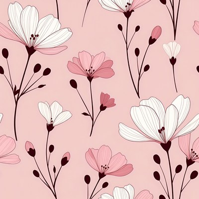 Pink floral seamless pattern