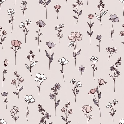 Pink Wildflower Seamless Pattern