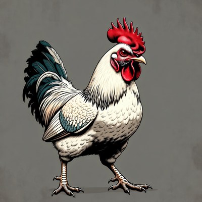 White rooster with red comb