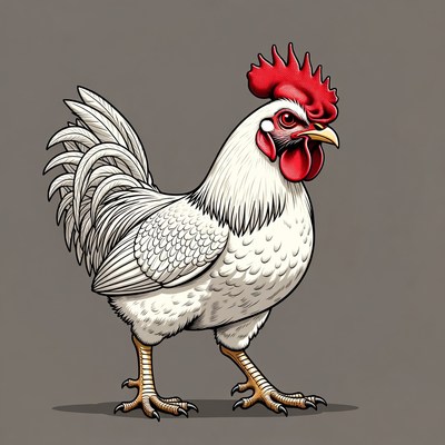 White rooster illustration