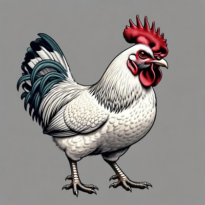 White rooster illustration