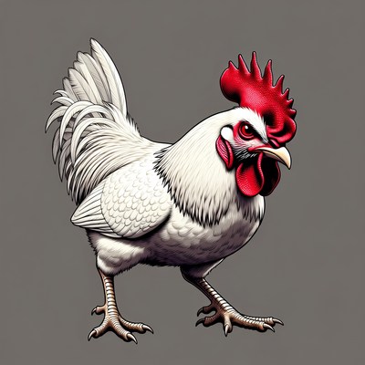 White rooster with red comb