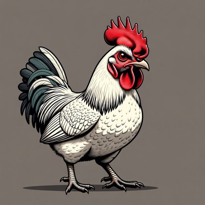 White rooster with red comb