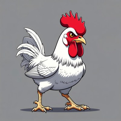 Angry white rooster illustration