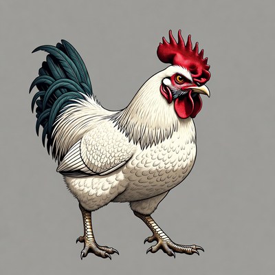 White rooster with red comb