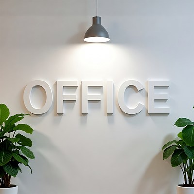 Office Sign with Plants