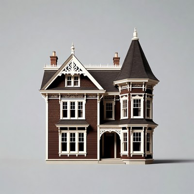 Victorian Dollhouse on White Background