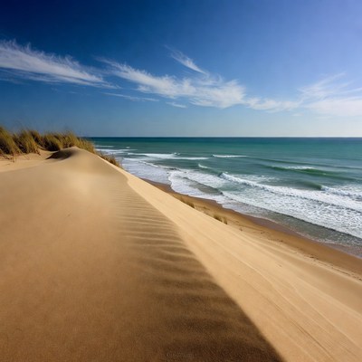 Sandy Dune Overlooking Ocean Waves