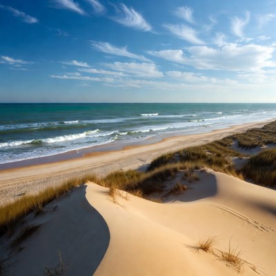 Sandy beach dunes and ocean