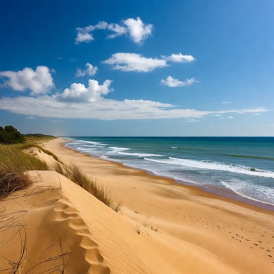Sandy Beach with Dunes and Ocean