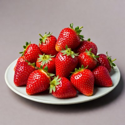 Fresh strawberries on white plate