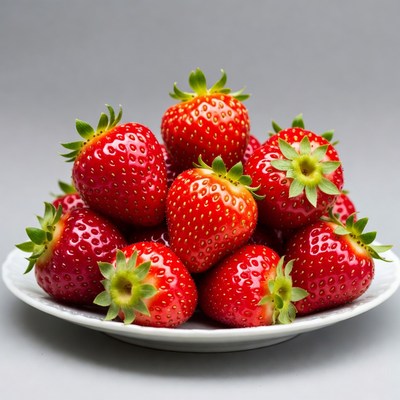 Fresh Strawberries on White Plate