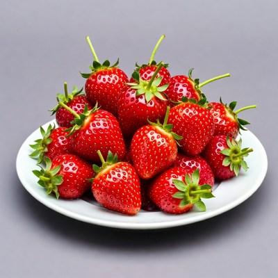 Fresh Strawberries on White Plate