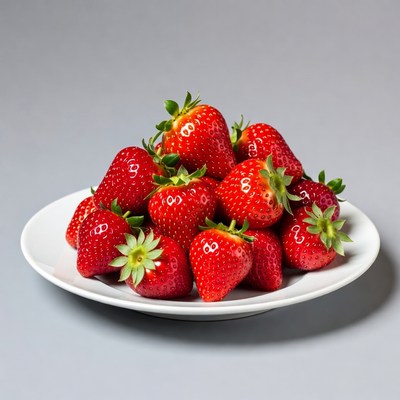 Fresh strawberries on white plate