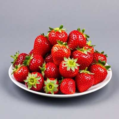 Fresh Strawberries on White Plate