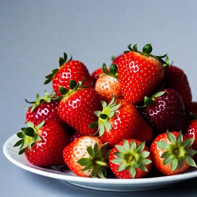 Fresh strawberries on white plate