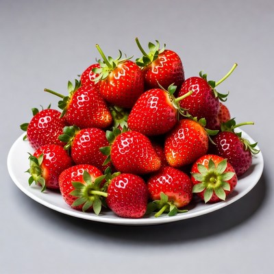 Fresh Strawberries on White Plate