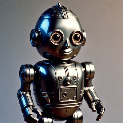 Cute metallic robot standing