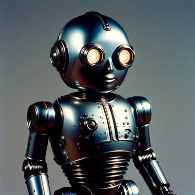 Shiny blue humanoid robot