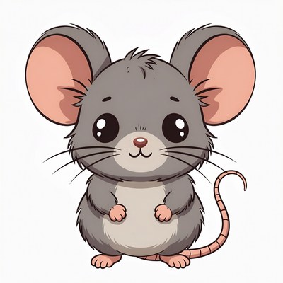 Cute gray mouse illustration
