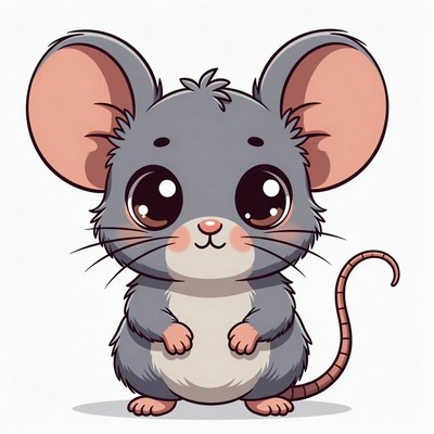 Cute cartoon gray mouse