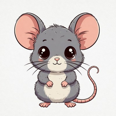 Cute cartoon gray mouse