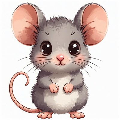 Cute gray mouse illustration