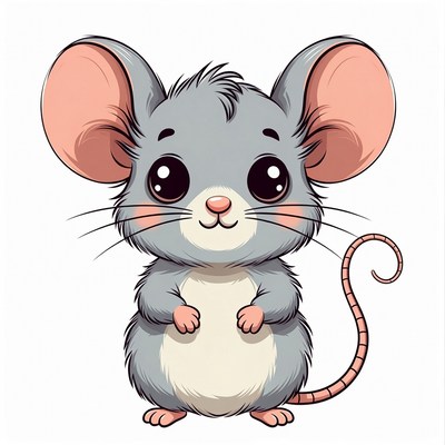 Cute gray mouse illustration