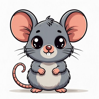 Cute cartoon gray mouse