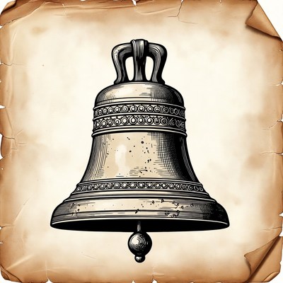 Vintage Bell on Parchment Background