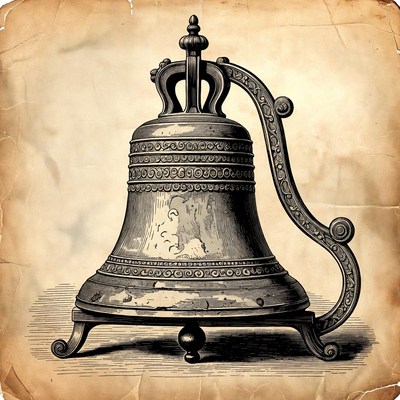 Vintage Engraved Church Bell Illustration
