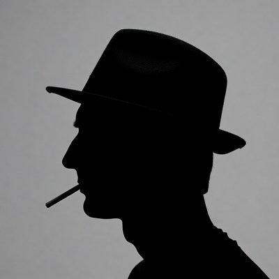 Silhouette of man smoking cigarette