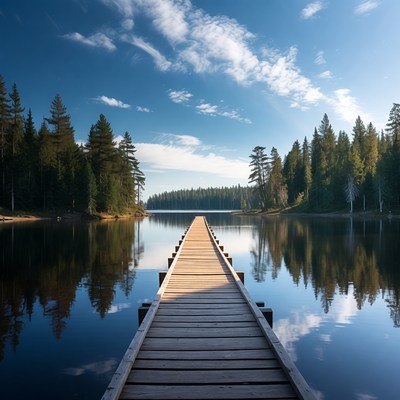 Wooden pier over calm lake