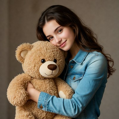 Girl hugging teddy bear