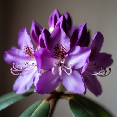 Purple Rhododendron Flower Closeup
