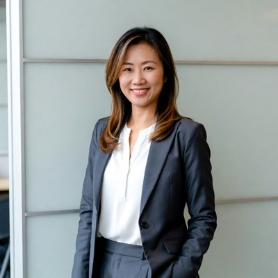 Asian woman in gray business suit