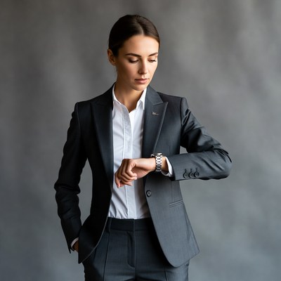 Business woman checking watch